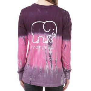 IVORY ELLA NWT - long sleeved tie dye pocket tee elephant logo shirt, size S